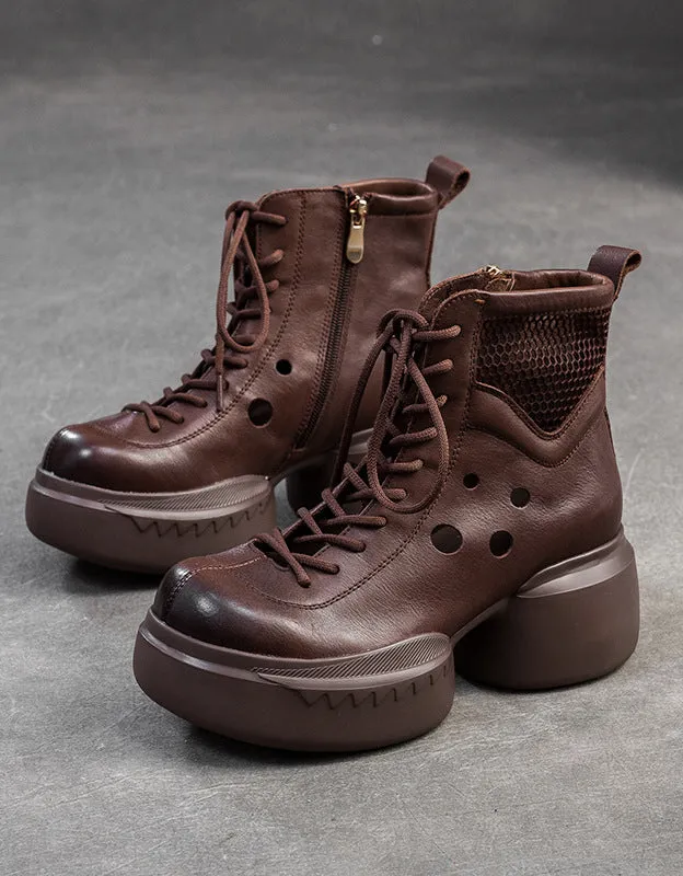 Round Toe Cut-out Platform Sandals Boots
