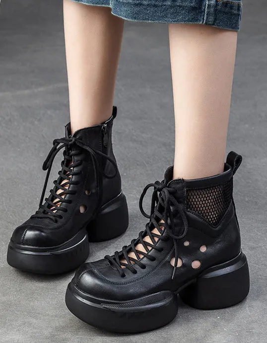 Round Toe Cut-out Platform Sandals Boots