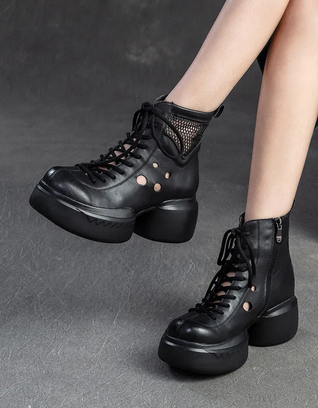 Round Toe Cut-out Platform Sandals Boots