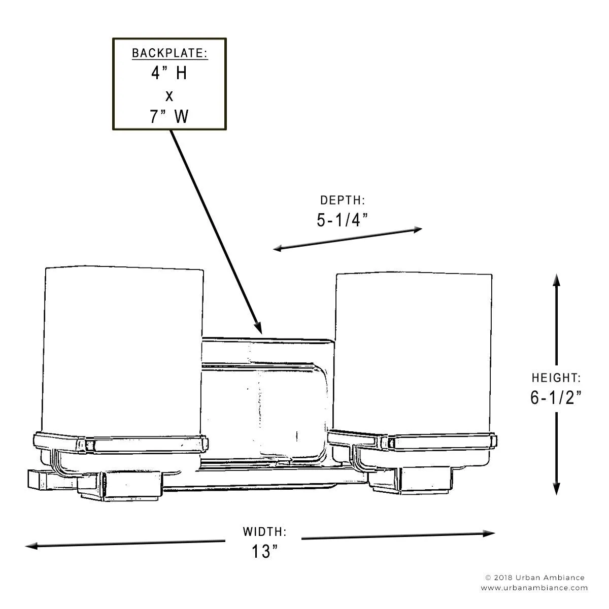 UHP2601 Transitional Bathroom Vanity Light, 6.5"H x 13"W, Polished Chrome Finish, Modena Collection