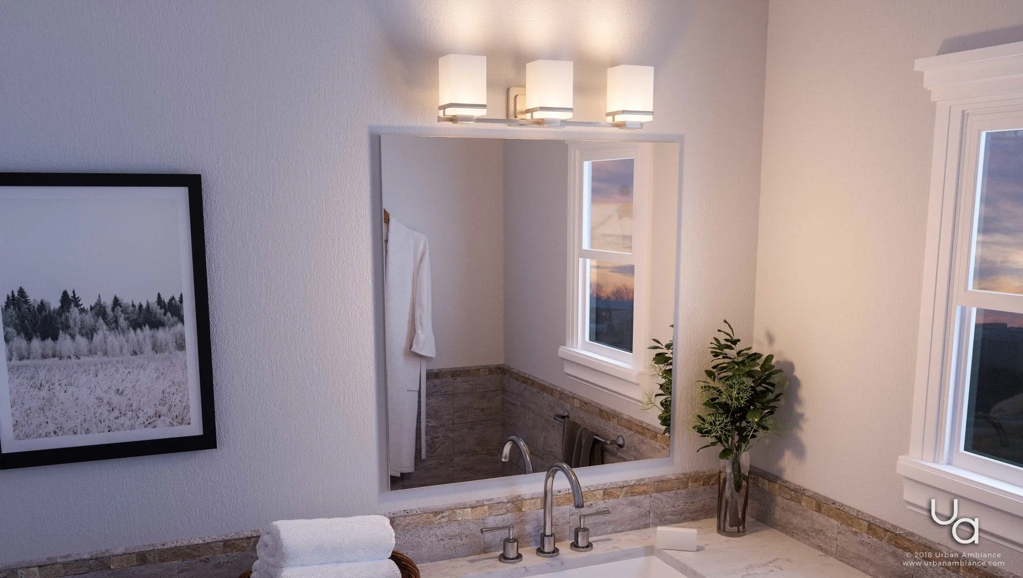 UHP2602 Transitional Bathroom Vanity Light, 6.5"H x 22.125"W, Brushed Nickel Finish, Modena Collection