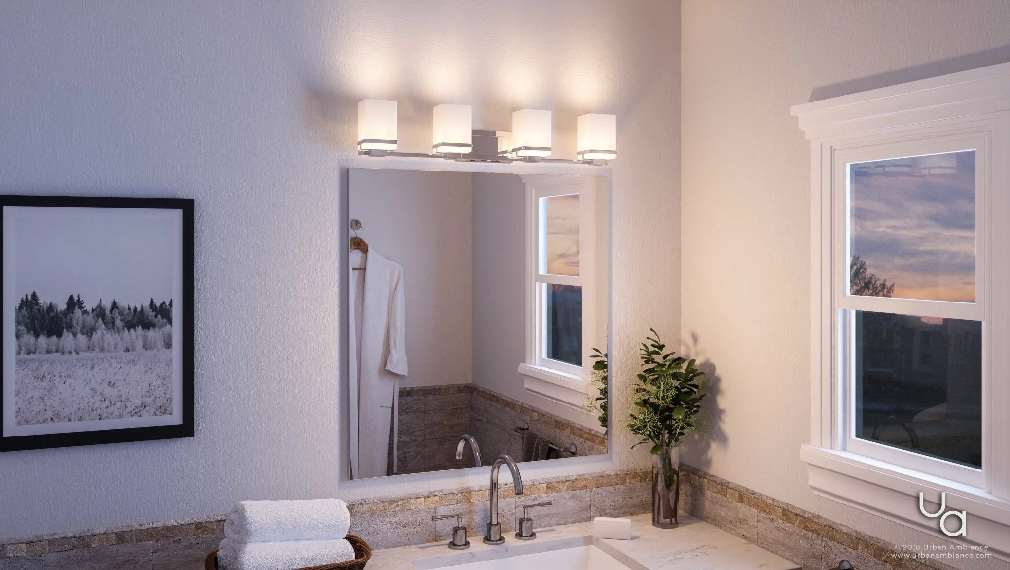 UHP2605 Transitional Bathroom Vanity Light, 6.5"H x 31.25"W, Polished Chrome Finish, Modena Collection
