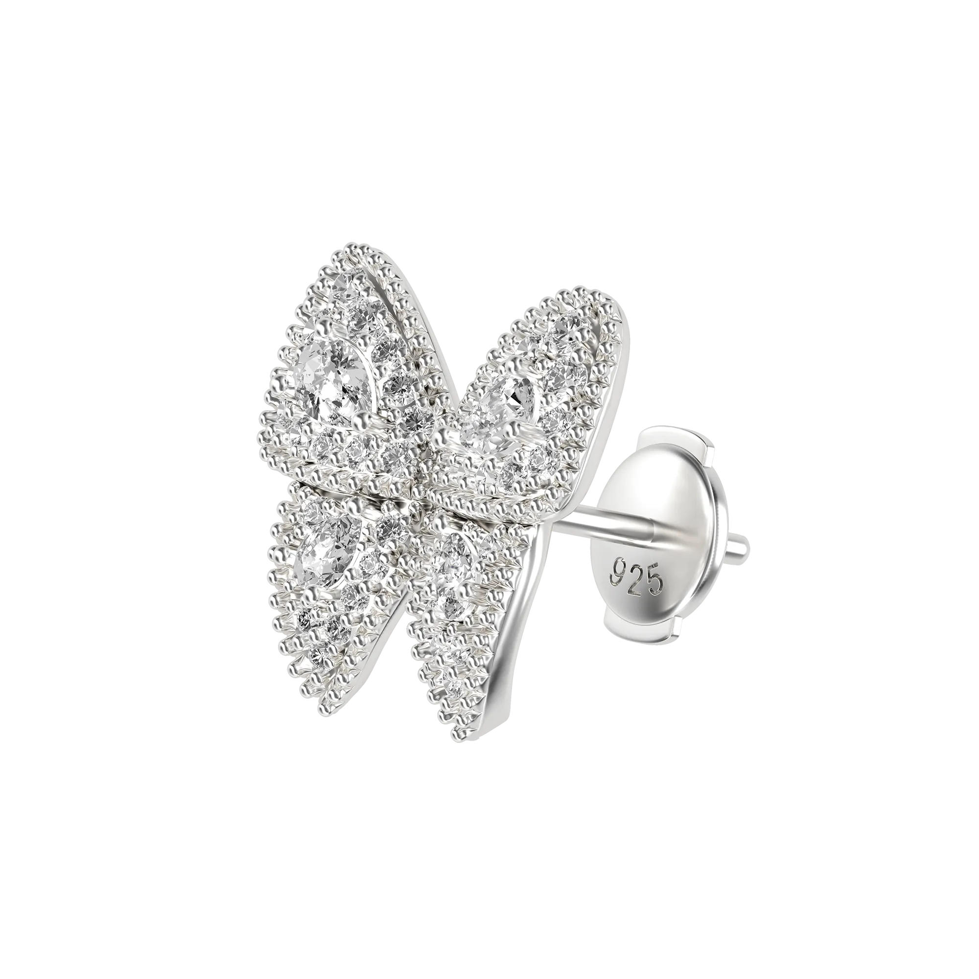Vivid Clustered Butterfly Stud Earring - Single