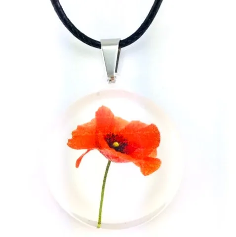 White Poppy Pendant & Earring Set