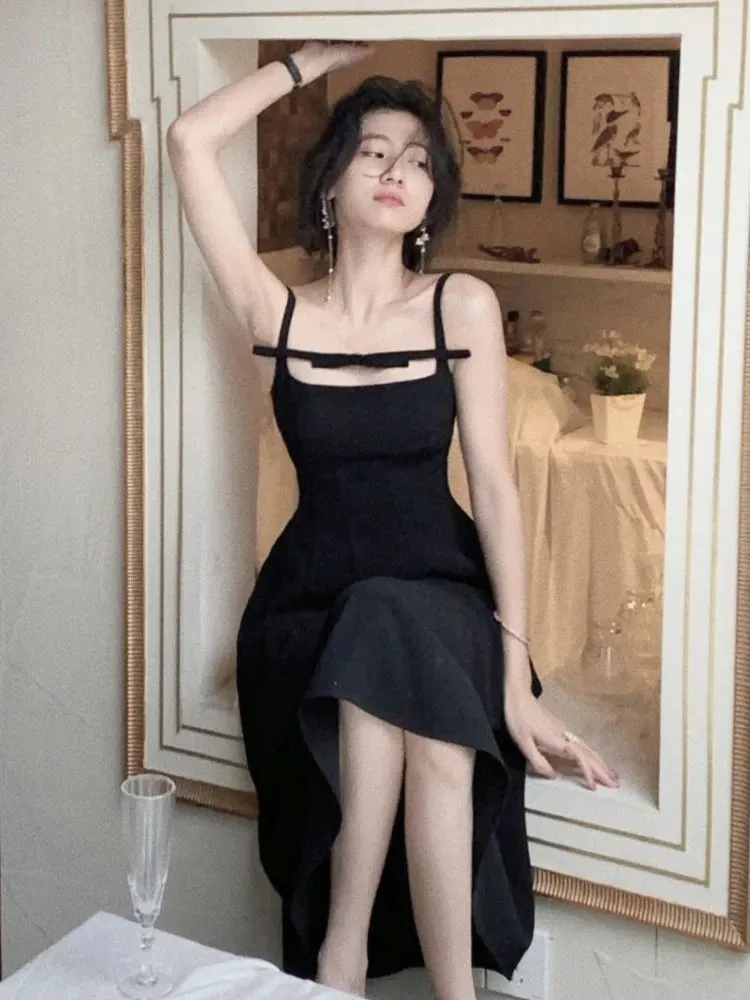 Y2K White Mini Dress – Spaghetti Strap Summer One-Piece Korean Casual Party Dress for Women